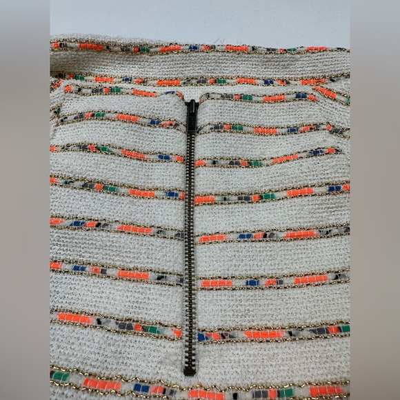 NWT Maeve Anthropologie tweed textured skirt w/ neon/metallic stripes. Size 12 - Picture 2 of 11